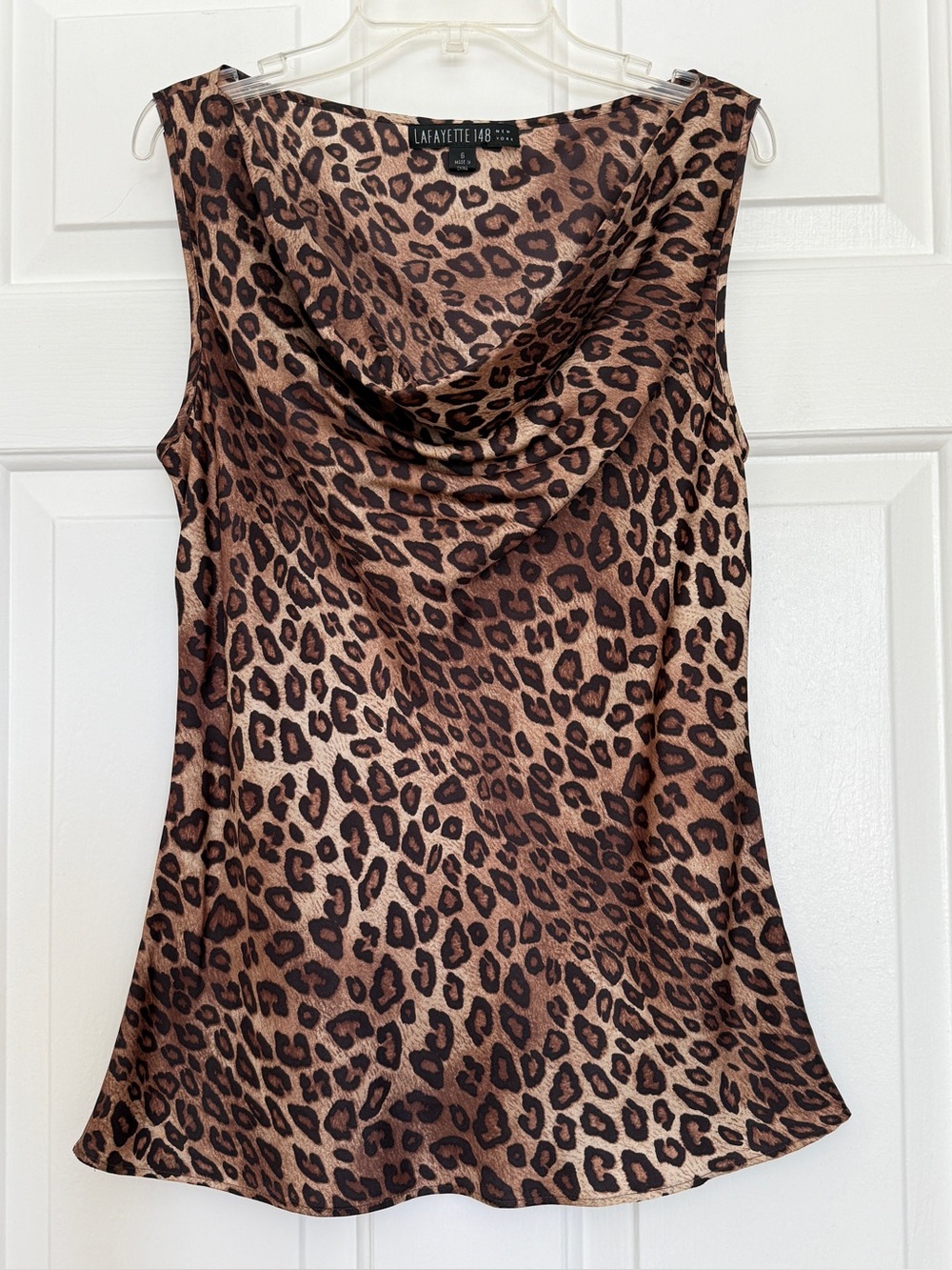 Lafayette 148 New York Silk Cheetah Prink Top Sz 6